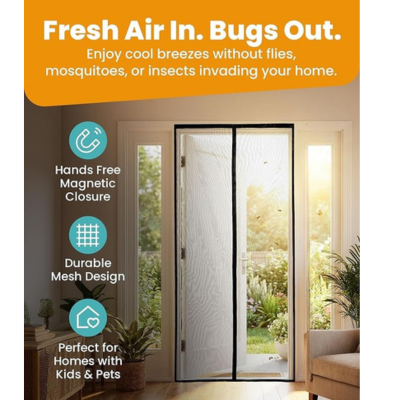 Magnetic Screen Door – Hands-Free, Bug-Proof & Pet-Friendly