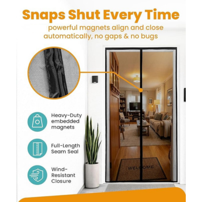 Magnetic Screen Door – Hands-Free, Bug-Proof & Pet-Friendly
