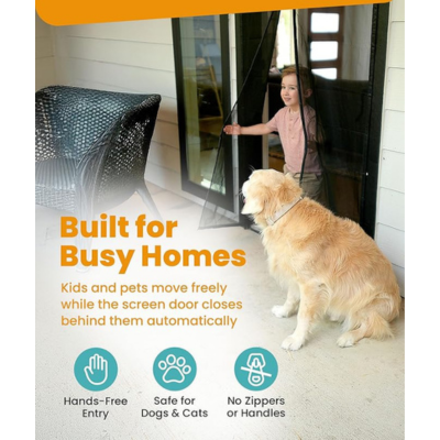 Magnetic Screen Door – Hands-Free, Bug-Proof & Pet-Friendly